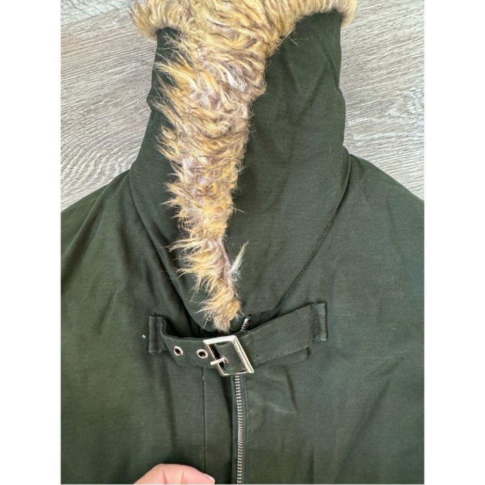 🔥 Zara Khaki Faux Fur Hooded Parka XS Winter Puffer Coat | Military Green Jacket - Picture 7 of 10